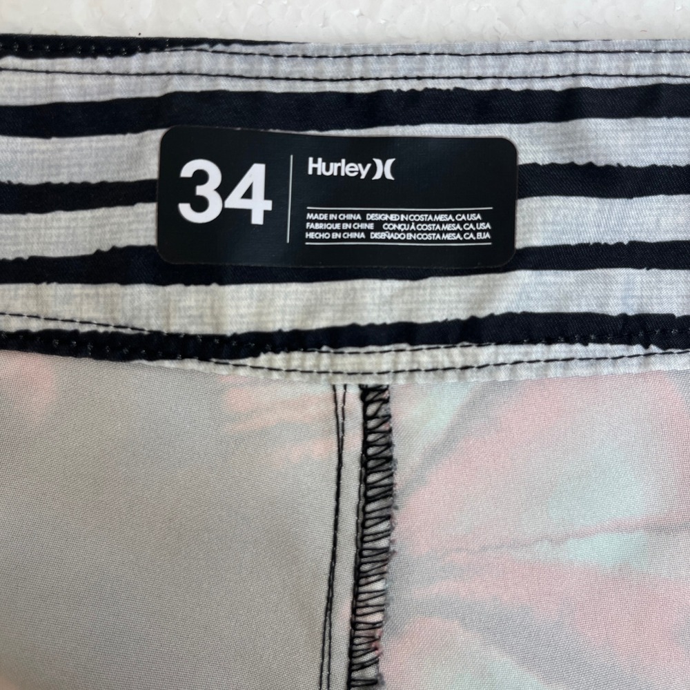 Hurley Mens Board Shorts Size 34 Black Teal Red Surf Swim Trunks - Picture 3 of 9